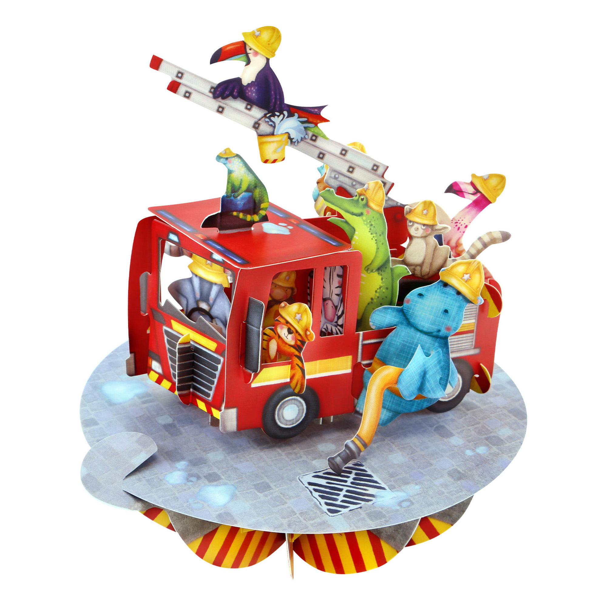 Animal Firetruck - Extra fint 3D-kort som vecklar upp sig