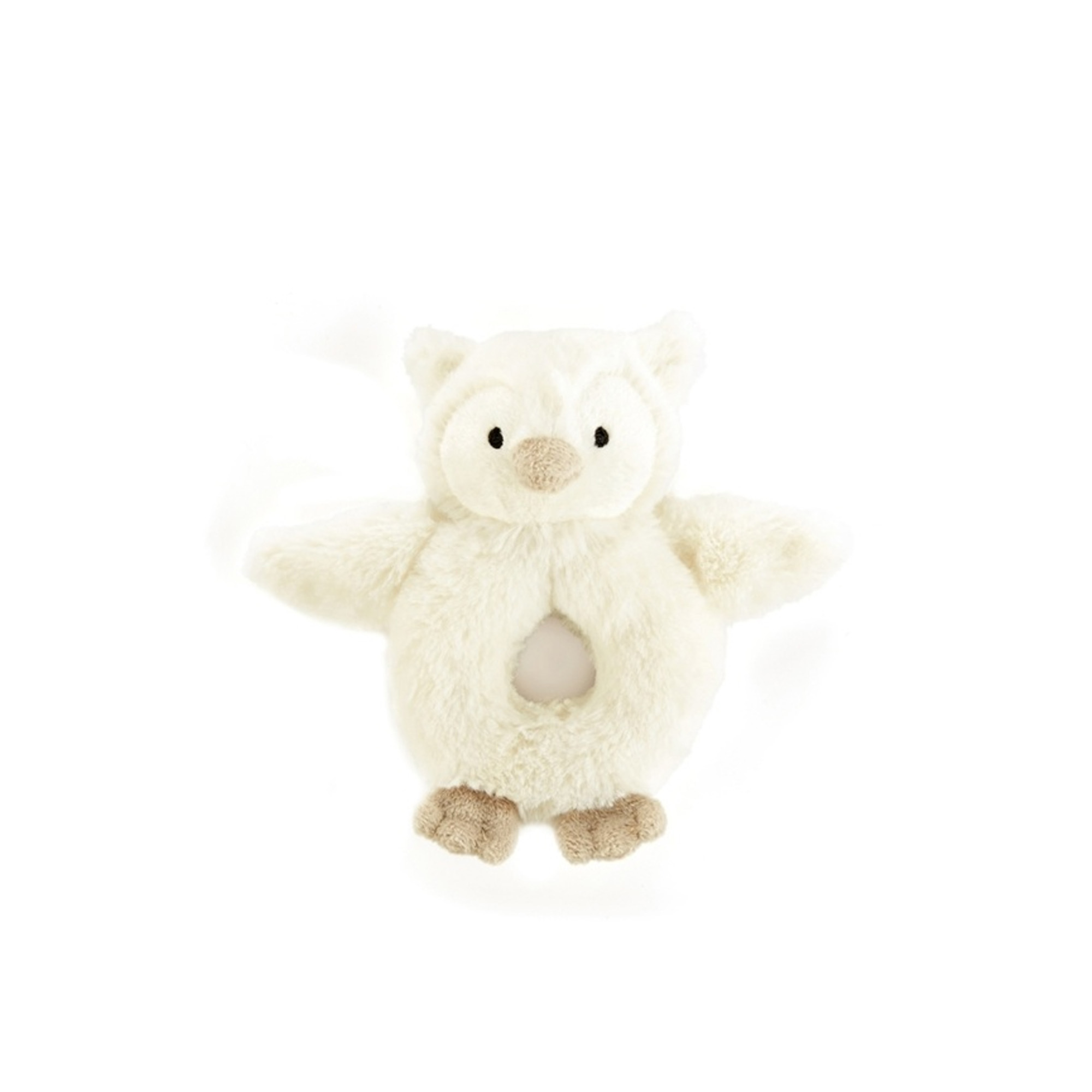 Supermjuk skallra - vit ugglemjukis från Jellycat