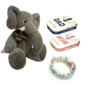 Babygrattis med mysiga elefanten