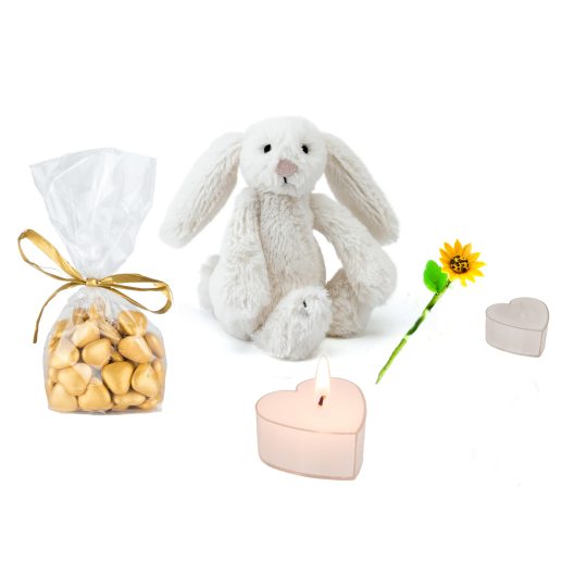 Cinta med choklad blomma och solros