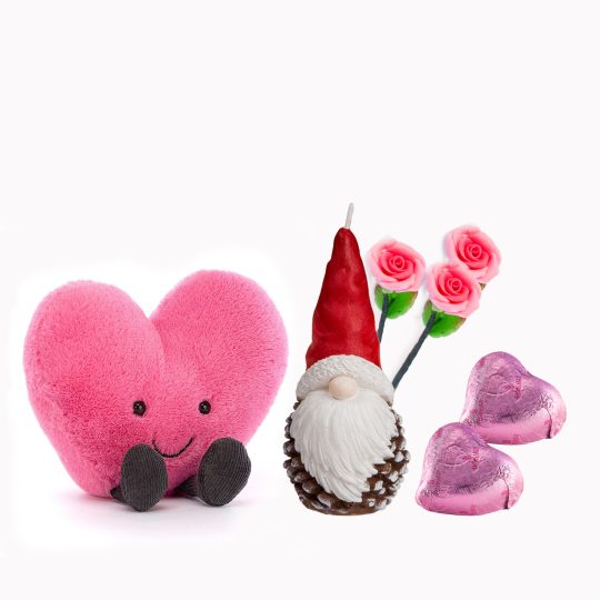 rosa hjärta och tomteljus